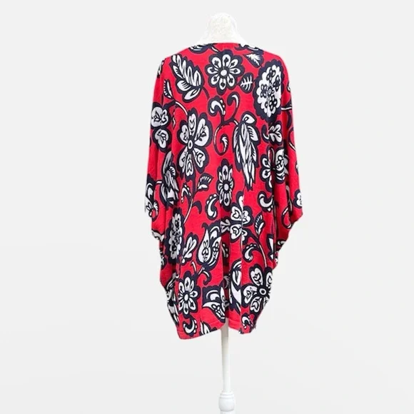 Boden Silk/Linen/Viscose “Botanical Flourish” Blouse in Red/Black/White Size L - Picture 3 of 9